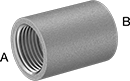 Image of Product. Female x Female. Front orientation. Contains Annotated. Pipe and Fittings. Medium-Pressure Stainless Steel Threaded Pipe Fittings, Straight Reducers, Threaded Fitting Connection, Female.