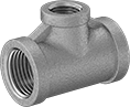 Image of Product. Female x Female x Female. Front orientation. Pipe and Fittings. Low-Pressure Stainless Steel Threaded Pipe Fittings, Inline Tee Reducers, Threaded Fitting Connection, Female.