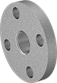 Image of Product. Flat Surface on Back. Back orientation. Pipe and Fittings. Low-Pressure Aluminum Threaded Pipe Flanges, Reducing Flanges, Flanged Fitting Connection, Threaded Fitting Connection, Female, Flat Surface.
