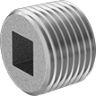 Image of Product. NPT Male. Front orientation. Pipe and Fittings. Low-Pressure Aluminum Threaded Pipe Fittings, Square-Drive Plugs, Threaded Fitting Connection, Male.