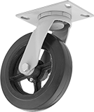 Image of Product. Front orientation. Casters. Economy Mauler Casters with Rubber Wheels, Swivel Casters.