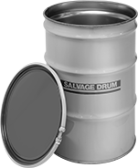 Image of Product. Front orientation. Drums. Salvage/Overpack Drums, Painted Steel, With Nut-and-Bolt Closing Ring.