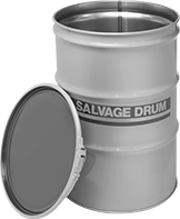 Image of Product. Front orientation. Drums. Salvage/Overpack Drums, Painted Steel, With Leverlock Closing Ring.