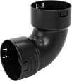 Image of Product. Front orientation. Pipe and Fittings. Easy-Access Underground Drain, Waste, and Vent Polyethylene Pipe Fittings for Water, 90° Elbow Connectors, Snap-Lock Female.