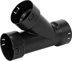 Image of Product. Front orientation. Pipe and Fittings. Easy-Access Underground Drain, Waste, and Vent Polyethylene Pipe Fittings for Water, Wye Connectors, Snap-Lock Female.
