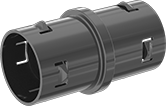 Image of Product. Front orientation. Pipe and Fittings. Easy-Access Underground Drain, Waste, and Vent Polyethylene Pipe Fittings for Water, Straight Connectors, Snap-Lock Male.