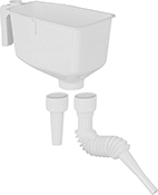 Image of Product. Front orientation. Exploded view. Funnels. Plastic Funnels with Filter , Style D.