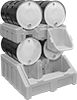 Stackable Spill-Control Racks for Pails, Cans, and Drums