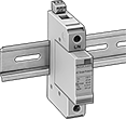 Image of ProductInUse. Front orientation. Surge Suppressors. Space-Saving DIN-Rail Mount Surge Suppressors.