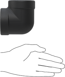 Image of Product. Side1 orientation. Contains SizingReference. High-Pressure Socket-Connect Steel Unthreaded Fitting, 90 Degree Elbow Connector, 2 Pipe Size.