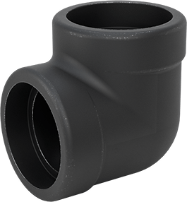 Image of Product. Front orientation. High-Pressure Socket-Connect Steel Unthreaded Fitting, 90 Degree Elbow Connector, 2 Pipe Size.