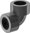 Image of Product. Front orientation. Pipe and Fittings. High-Pressure Iron and Steel Socket-Connect Pipe Fittings, 90° Elbow Connectors, Socket Connect.