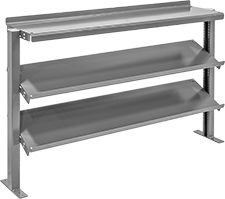 Image of Product. Front orientation. Workbench Shelves. Adjustable Upper Workbench Shelves, 3 Shelves.