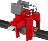 Image of ProductInUse. Style A (Padlocks Not Included). Front orientation. Lockouts. Valve Handle Lockouts, Style A.