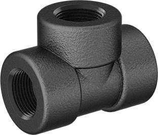 Image of Product. Front orientation. High-Pressure Steel Pipe Fitting, Tee Connector, 3/4 NPT Female.