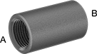 Image of Product. Female x Female. Front orientation. Contains Annotated. Pipe and Fittings. High-Pressure Iron and Steel Threaded Pipe Fittings, Straight Reducers, Female, Threaded Fitting Connection.