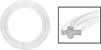 Image of Product. Front orientation. CrossSection, ZoomedIn view. Contains Inset, Border. Tube Fitting Gaskets. High-Temperature Silicone Gaskets for Quick-Clamp Tube Fittings.