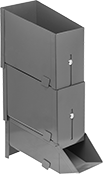 Image of Product. Picking Bin with Two Feeding Bins. Front orientation. Bins. Gravity-Feed Bins.