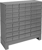 Image of Product. 48 Drawers (Bench Height). Front orientation. Cabinets. Small-Parts Cabinets, Painted Steel—Assembled, Bench-Height Storage, 48 Drawers.