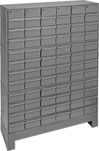 Image of Product. 72 Drawers (Bench Height). Front orientation. Cabinets. Small-Parts Cabinets, Painted Steel—Assembled, Bench-Height Storage, 72 Drawers.