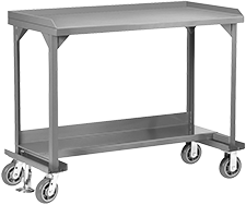 Image of Product. Rolling Table with Shelf. Front orientation. Tables. Heavy Duty Adjustable-Height Steel Tables, Rolling, Tables with Shelf.