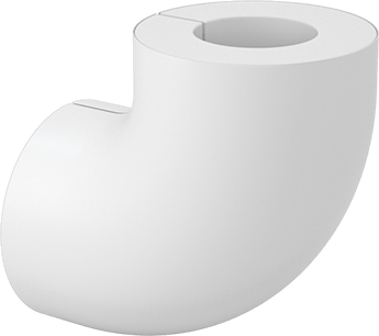 Image of Product. Back orientation. PVC Pipe Insulation Jacketing, 90 Degree Elbow, for 3-1/8" Insulation OD.