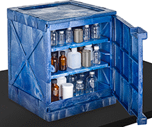 Image of ProductInUse. Front orientation. Blue. Tabletop Nonflammable Acids and Corrosives Safety Cabinets, Stationary, Blue.