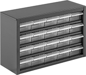 Image of Product. 20 Drawers. Front orientation. Cabinets. Small-Parts Cabinets with Plastic Drawers, Painted Steel—Assembled, 20 Drawers.
