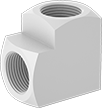 Image of Product. Female. Front orientation. Pipe and Fittings. High-Temperature PTFE Pipe Fittings for Harsh Chemicals, 90° Elbow Connectors, Threaded Fitting Connection, Female.