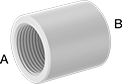 Image of Product. Female x Female. Front orientation. Contains Annotated. Pipe and Fittings. High-Temperature PTFE Pipe Fittings for Harsh Chemicals, Straight Reducers, Female, Threaded Fitting Connection.
