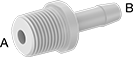Image of Product. Male x Male. Front orientation. Contains Annotated. Pipe and Fittings. High-Temperature PTFE Pipe Fittings for Harsh Chemicals, Straight Reducing Adapters, Threaded Fitting Connection, Clamp-on-Barbed Fitting Connection, Male.