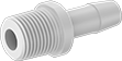 Image of Product. Male x Male. Front orientation. Pipe and Fittings. High-Temperature PTFE Pipe Fittings for Harsh Chemicals, Straight Adapters, Threaded Fitting Connection, Clamp-on-Barbed Fitting Connection, Male.