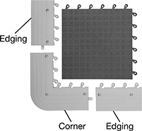 Image of System. Top orientation. Contains Annotated. 7/8" Thick. Interlocking Antifatigue Floor Mats.