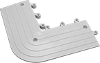 Image of Product. Front orientation. Floor Mat Edging. High-Traction Interlocking Drainage Floor Mats, Corner Pieces.