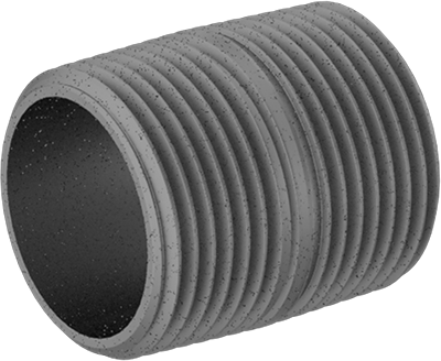 Image of Product. Front orientation. Standard-Wall Galvanized Steel Threaded Pipe Nipple, Fully Threaded, 1 NPT, 1-1/2" Long.