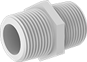 Image of Product. NPT Male. Front orientation. Pipe and Fittings. Crack-Resistant PFA Pipe Fittings for Harsh Chemicals, Straight Connectors, Threaded Fitting Connection, Male, Hex Body.