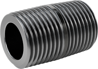 Image of Product. Front orientation. Thick-Wall Welded Steel Pipe Nipple, Fully Threaded, 3/8 Pipe Size.