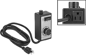 Image of Product. Front orientation. Contains Inset. Temperature Controllers. Adjustable-Power Temperature Controllers for Plug-In Heaters.