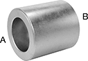 Image of Product. Female × Female. Front orientation. Contains Annotated. Pipe and Fittings. High-Pressure Stainless Steel Socket-Connect Pipe Fittings, Straight Reducers, Socket Connect Female × Socket Connect Female.