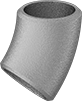 Image of Product. Butt Weld. Front orientation. Pipe and Fittings. Medium-Pressure Stainless Steel Butt-Weld Pipe Fittings, 45° Elbow Connectors, Butt Weld.