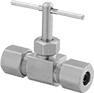 Image of Product. Front orientation. Flow-Adjustment Valves. Precision Flow-Adjustment Valves with Compression Fittings, Brass Body—Neoprene Packing.