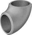 Image of Product. Front orientation. Pipe and Fittings. Medium-Pressure Stainless Steel Butt-Weld Pipe Fittings, Short 90° Elbow Connectors, Butt Weld.
