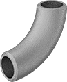 Image of Product. Front orientation. Pipe and Fittings. Medium-Pressure Stainless Steel Butt-Weld Pipe Fittings, Long 90° Elbow Connectors, Butt Weld.