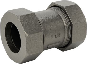 Image of Product. Front orientation. Clamp-on Fitting, Medium-Pressure, Black Iron, for 1.9" Pipe OD.