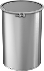Image of Product. Front orientation. Contains MultipleImages. Drums. Food and Beverage Stainless Steel Drums, 0 Top Openings, Nut-and-Bolt Closing Ring, Open Head, Lid.