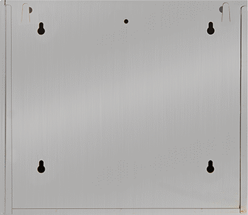 Image of Product. Back orientation. Stainless Steel Wall-Mount Trash Can, Rectangular, 2 Gallon Capacity.