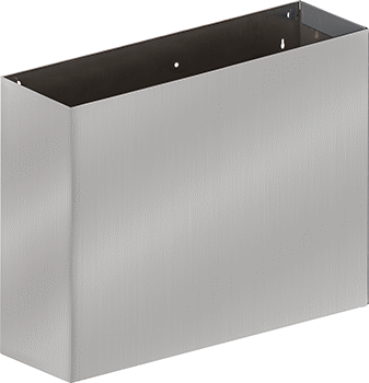 Image of Product. Front orientation. Stainless Steel Wall-Mount Trash Can, Rectangular, 2 Gallon Capacity.