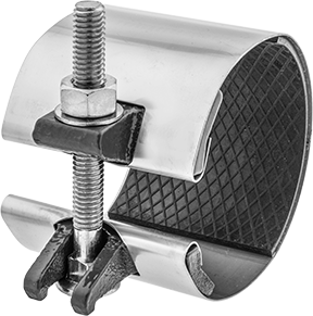 Image of Product. Front orientation. Low-Pressure Pipe Repair Clamp, Partial-Coverage Buna-N Gasket, 3" Long, 1.315" Pipe OD.