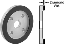 Image of Product. Front orientation. Contains Annotated, MultipleImages. Grinding Wheels. Toolroom Grinding Wheels for Carbide, Ceramics, and Glass, Straight-Cup Grinding Wheel.