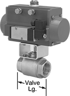 Image of Product. Front orientation. Contains Annotated. Air-Actuated On/Off Valves. High-Flow Air-Driven On/Off Valves, Bracket Actuator Mount with DIN B Connection.